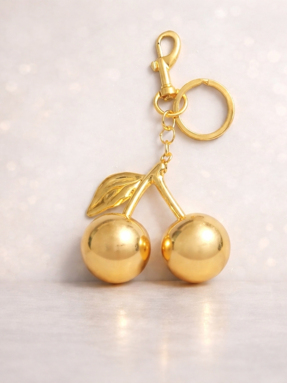 NWOT Gold Color Cherry Keychain Charm